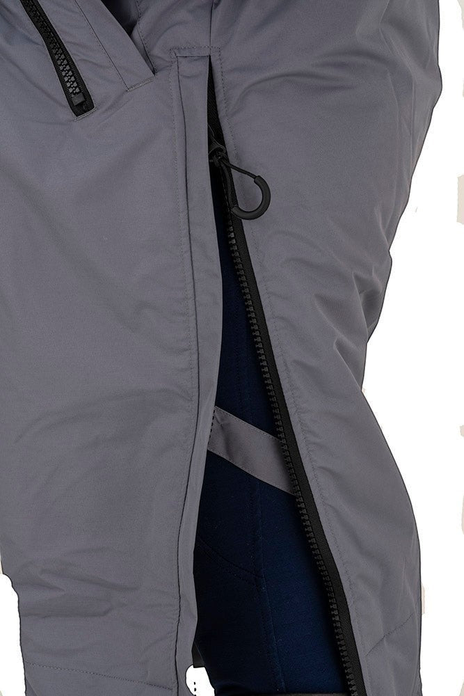 Snugrobes grey waterproof equestrian robe with side zip and fleece lining.